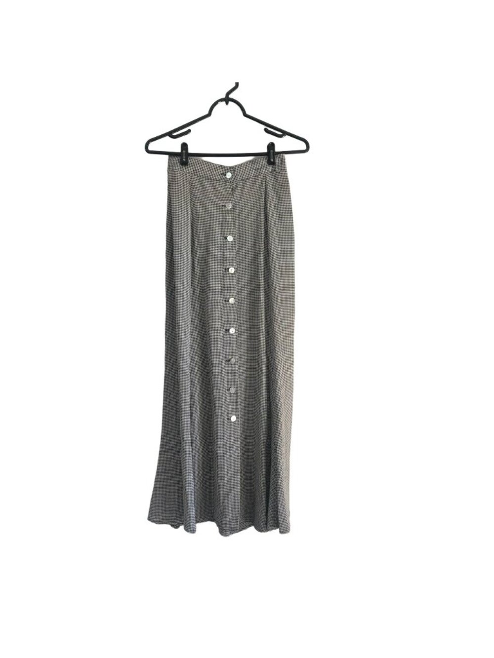 VTG Bentley Arbuckle Navy Beige 90s Button Down Houndstooth Maxi Skirt Size 2